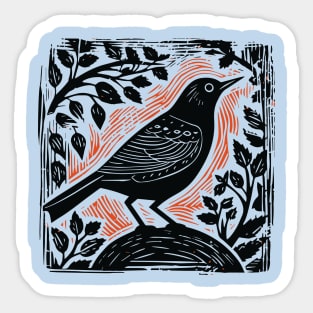 Lino Cut Bird Sticker